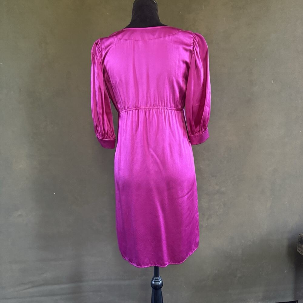 Amanda Uprichard Size Small 100% Silk Fuchsia Empire Waist Dress - Picture 3 of 8
